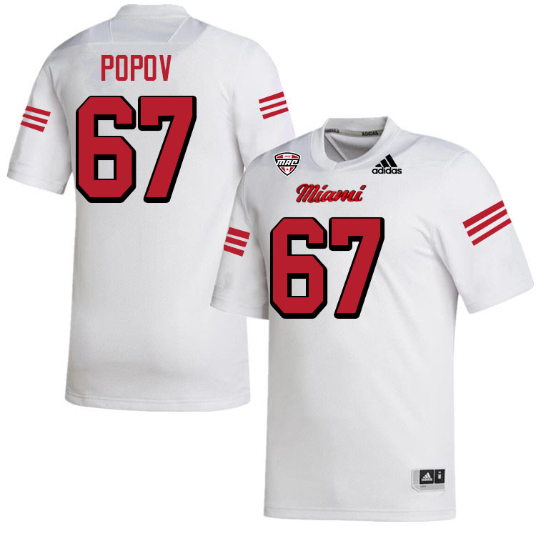 Miami University Redhawks #67 Michael Popov College Football Jerseys Stitched-White